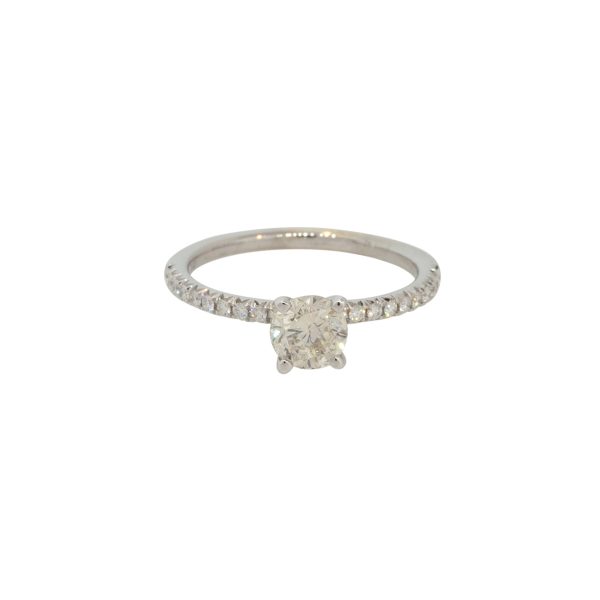 14k White Gold 0.93ctw Round Diamond Solitaire Engagement Ring