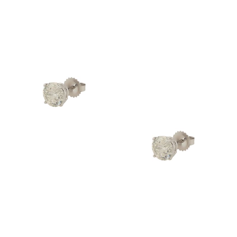 14k White Gold 4.07ctw Round Diamond Stud Earrings
