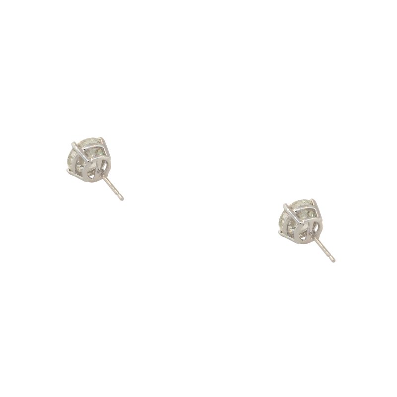 14k White Gold 4.07ctw Round Diamond Stud Earrings