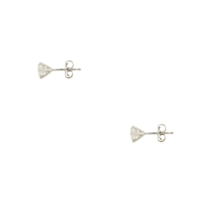 14k White Gold 0.89ctw Round Diamond Stud Earrings