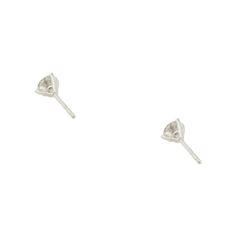 14k White Gold 0.89ctw Round Diamond Stud Earrings