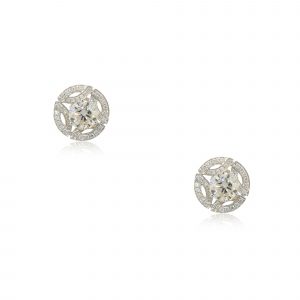 14k White Gold 3.21ctw Diamond Stud Earrings with Diamond Jackets