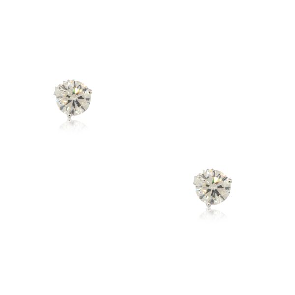 14k White Gold 3.21ctw Diamond Stud Earrings with Diamond Jackets
