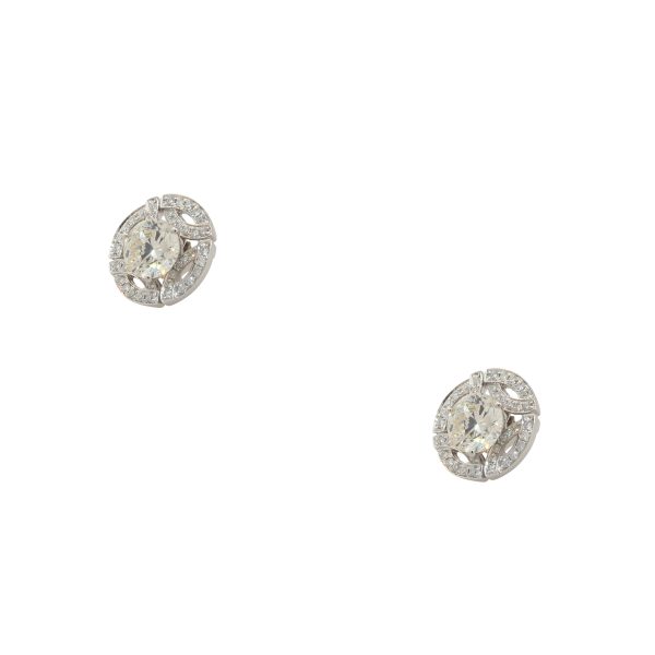 14k White Gold 3.21ctw Diamond Stud Earrings with Diamond Jackets