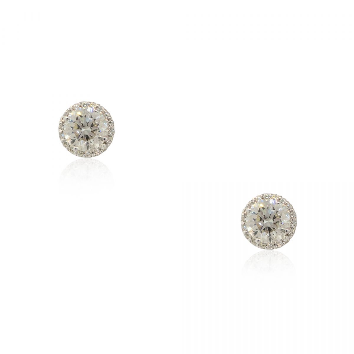 14k White Gold 2.69ctw Halo Diamond Stud Earrings