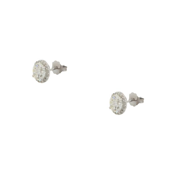 14k White Gold 2.69ctw Halo Diamond Stud Earrings