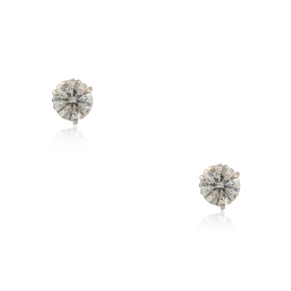 14k White Gold 3.86ctw Diamond Martini Set Stud Earrings