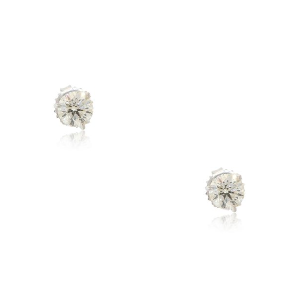 14k White Gold 1.85ctw Round Diamond Stud Earrings