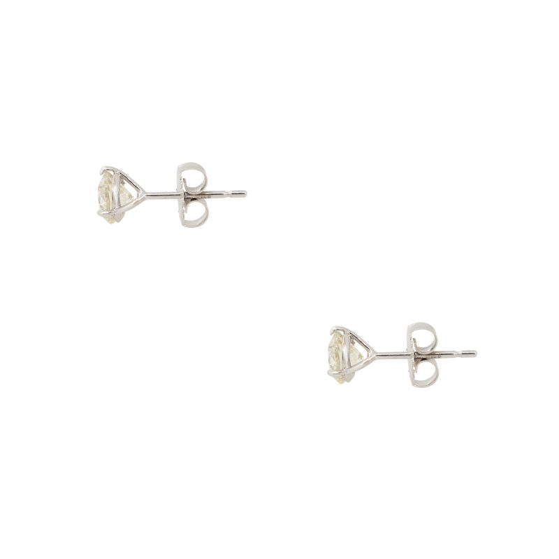 14k White Gold 1.85ctw Round Diamond Stud Earrings