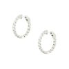 14k White Gold Diamond Inside-Out Medium Sized Hoop Earrings