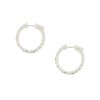 14k White Gold Diamond Inside-Out Medium Sized Hoop Earrings