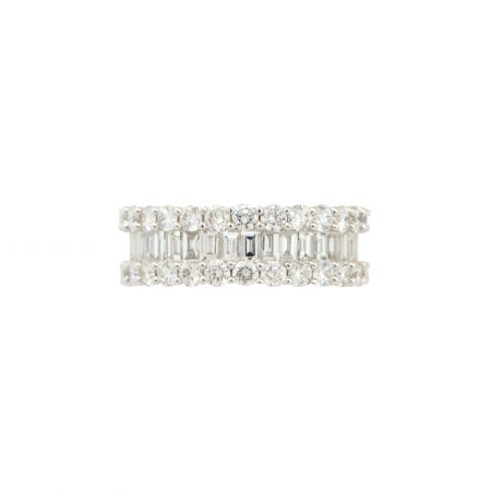 18k White Gold 5.02ctw Round and Baguette Diamond Eternity Band
