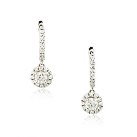 14k White Gold 1.20ctw Tiny Drop Diamond Earrings
