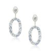 18k White Gold Diamond and Sapphire Large Mosaic Oval Drop Earrings