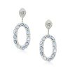 18k White Gold Diamond and Sapphire Large Mosaic Oval Drop Earrings