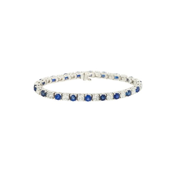 18k White Gold 9.85ctw Sapphire and Diamond Tennis Bracelet