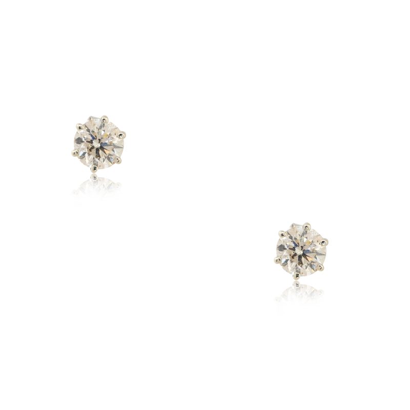14k White Gold 3.37ctw Diamond Stud Earrings