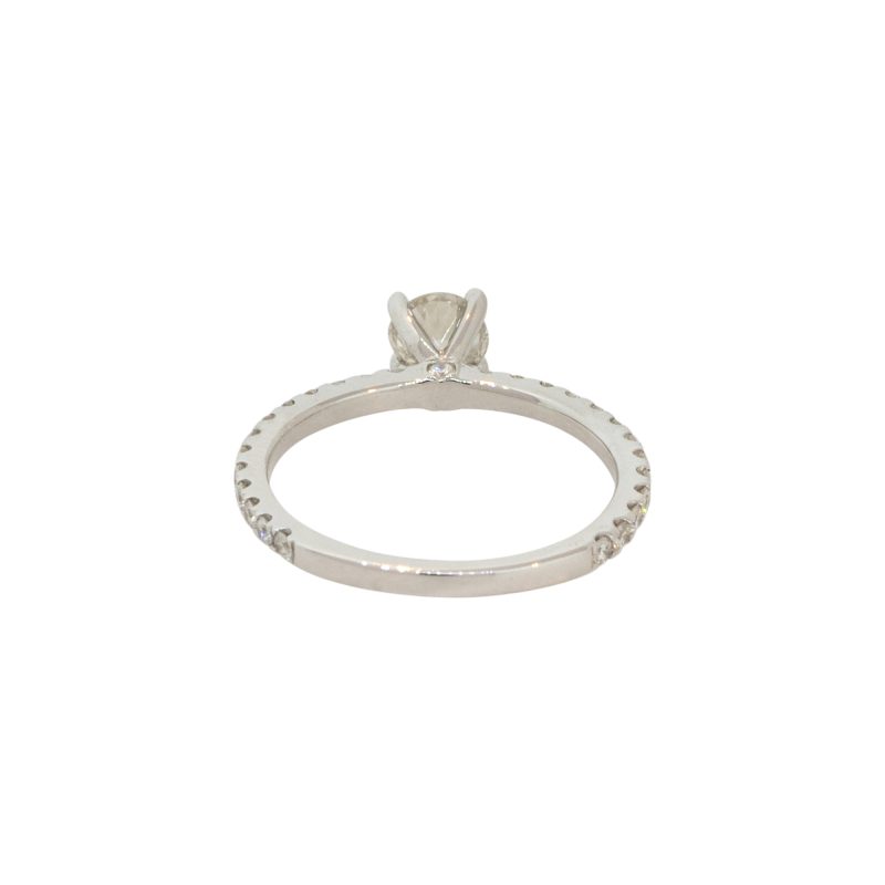 18k White Gold 0.96ctw Mine-Cut Diamond Solitaire Engagement Ring