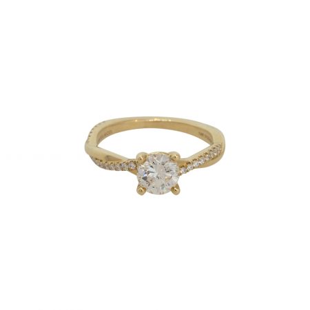 GIA Certified 14k Yellow Gold 1.03ctw Twisted Diamond Engagement Ring