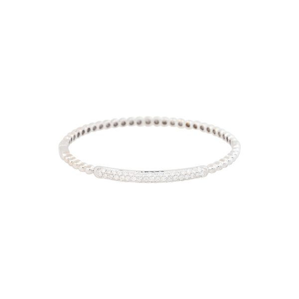 18k White Gold 1.06ctw Diamond Bead Bangle Bracelet