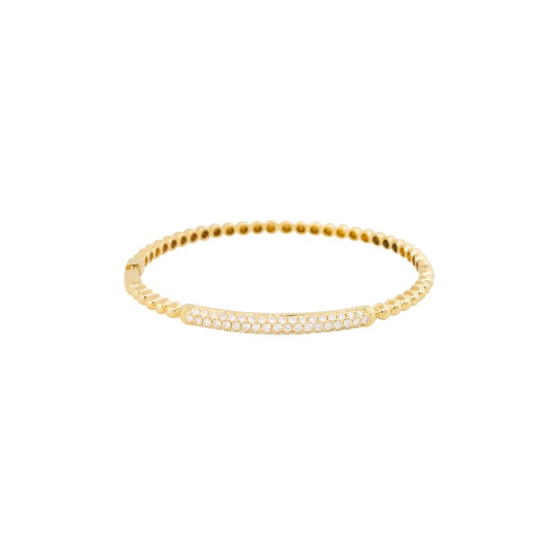18k Yellow Gold 1.06ctw Diamond Bead Bangle Bracelet