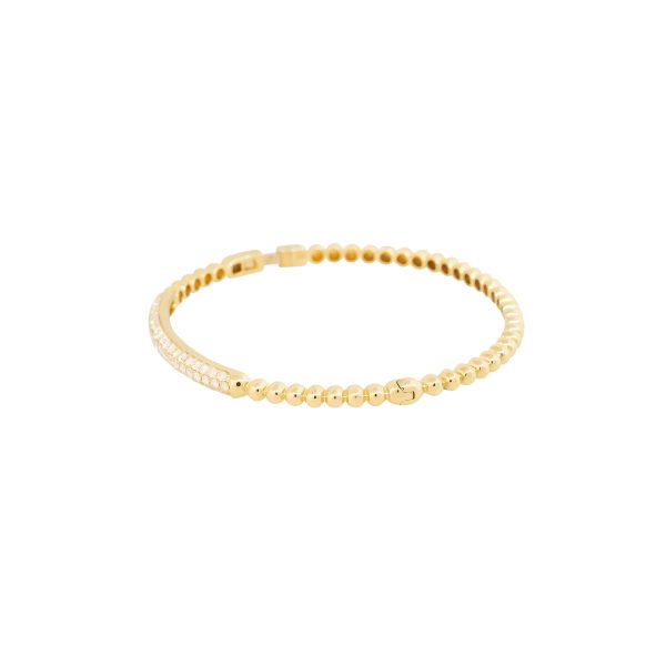 18k Yellow Gold 1.06ctw Diamond Bead Bangle Bracelet
