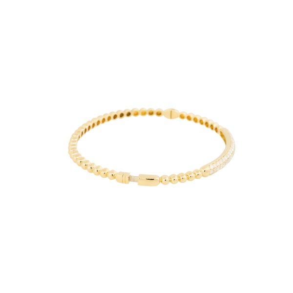 18k Yellow Gold 1.06ctw Diamond Bead Bangle Bracelet