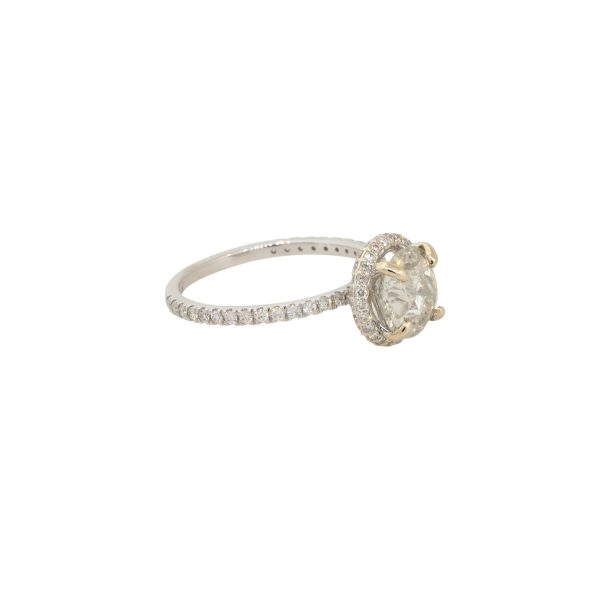 18k White Gold 2.52ctw Old Euro Cut Diamond Halo Engagement Ring
