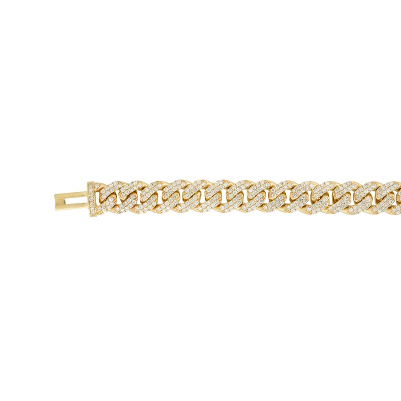 14k Yellow Gold 5.0ctw Pave Diamond Cuban Bracelet