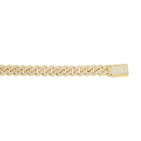 14k Yellow Gold 5.0ctw Pave Diamond Cuban Bracelet