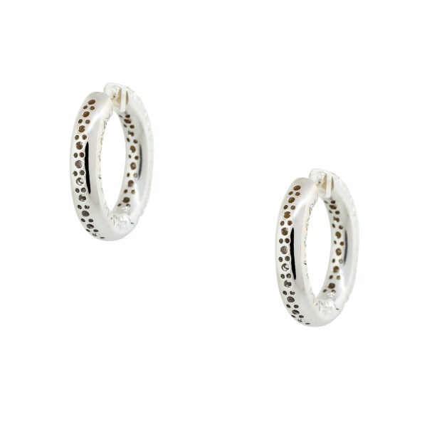 18k White Gold 4.25ctw Diamond Pave Tubular Hoop Earrings