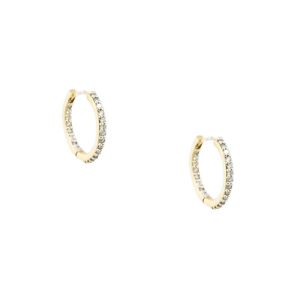 18k Yellow Gold 1.10ctw Diamond Inside-Out Tiny Hoop Earrings