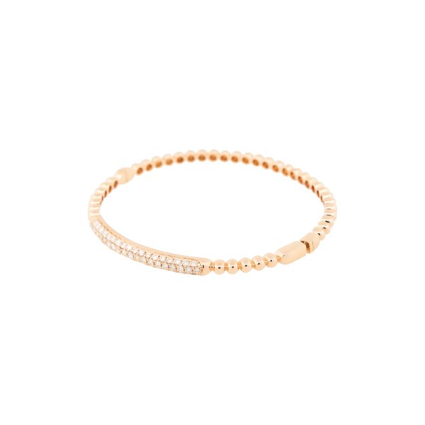 18k Rose Gold 1.06ctw Diamond Bead Bangle Bracelet