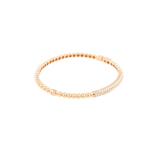 18k Rose Gold 1.06ctw Diamond Bead Bangle Bracelet