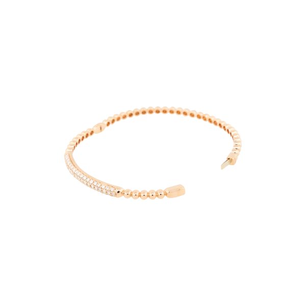 18k Rose Gold 1.06ctw Diamond Bead Bangle Bracelet