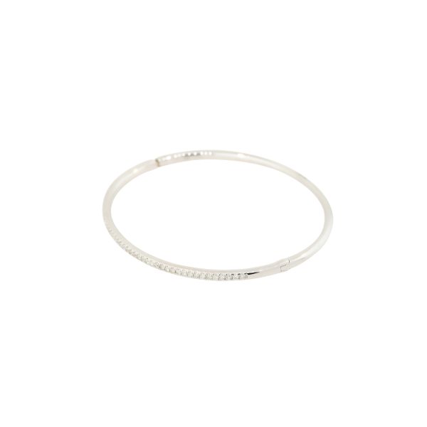 18k White Gold 0.50ctw Narrow Diamond Bangle Bracelet