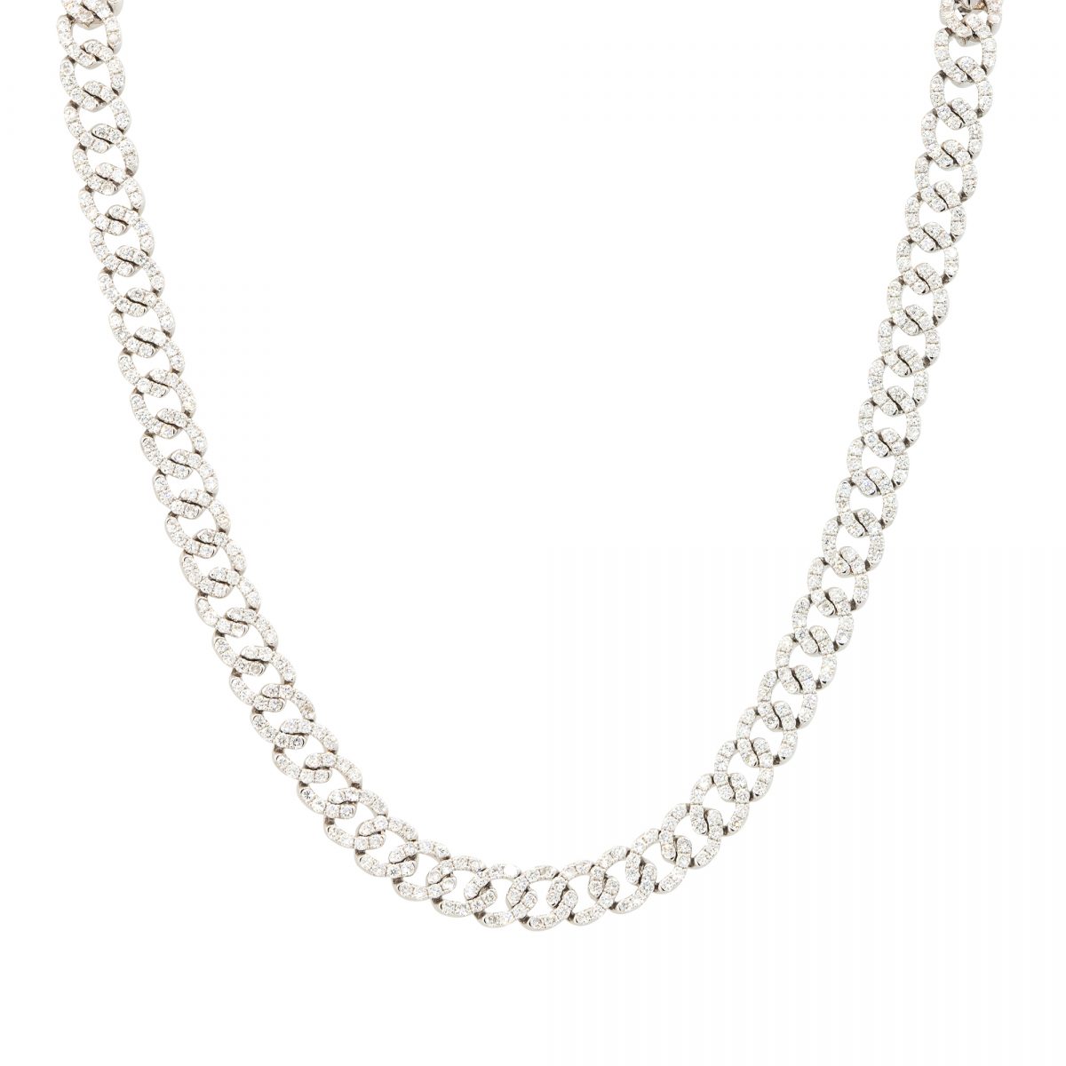 18k White Gold 8.60ctw Pave Diamond Link Necklace