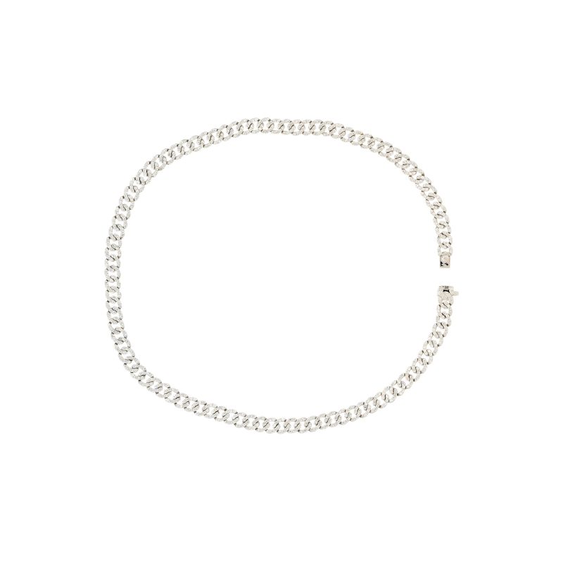 18k White Gold 8.60ctw Pave Diamond Link Necklace