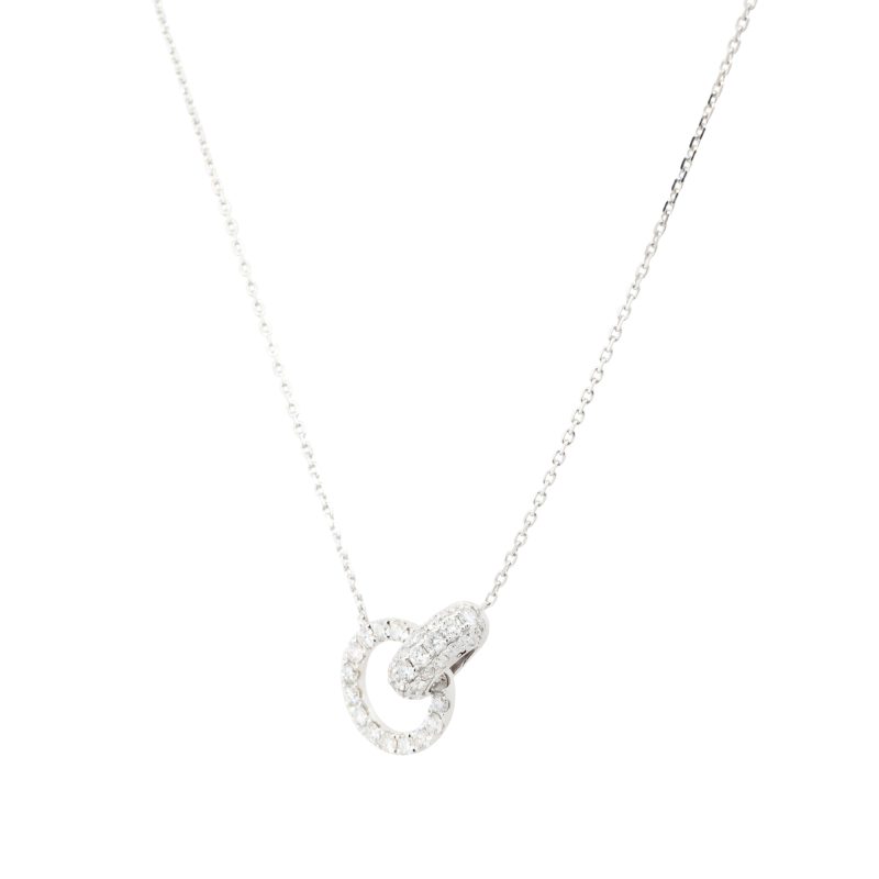 18k White Gold 0.97ctw Diamond Circle Drop Necklace