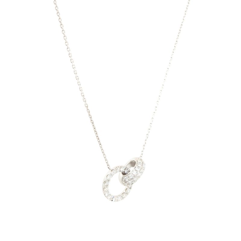 18k White Gold 0.97ctw Diamond Circle Drop Necklace