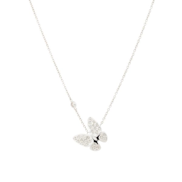 18k White Gold 0.81ctw Pave Diamond Butterfly Necklace