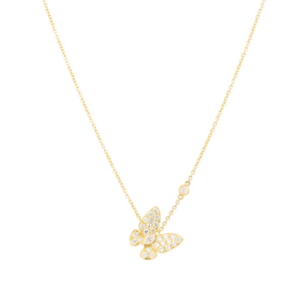 18k Yellow Gold 0.81ctw Pave Diamond Butterfly Necklace