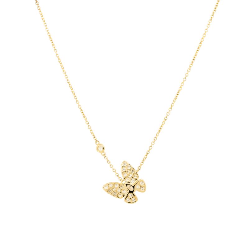 18k Yellow Gold Natural 0.62 Carat Diamond Butterfly Necklace