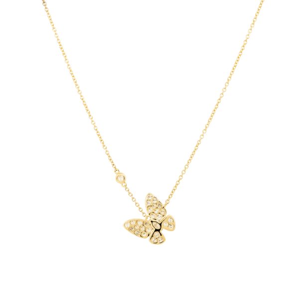 18k Yellow Gold 0.81ctw Pave Diamond Butterfly Necklace