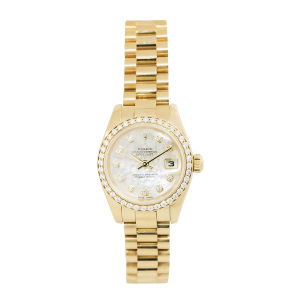Rolex 179178 Datejust Mother of Pearl Diamond Dial 18k Yellow Gold Watch