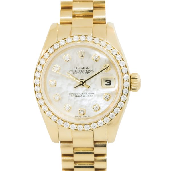 Rolex 179178 Datejust Mother of Pearl Diamond Dial 18k Yellow Gold Watch