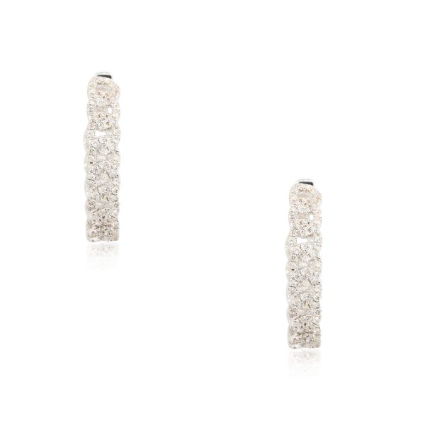 18k White Gold 2.00ctw Diamond Link Hoop Earrings