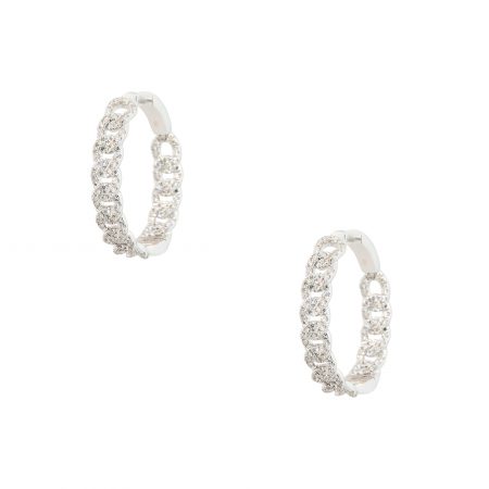 18k White Gold 2.00ctw Diamond Link Hoop Earrings