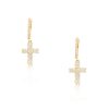 18k Yellow Gold 1.00ctw Mini Diamond Cross Dangle Earrings