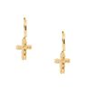 18k Yellow Gold 1.00ctw Mini Diamond Cross Dangle Earrings